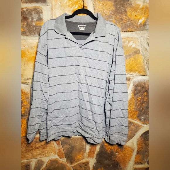 St. John Bay gray striped long sleeve top - Picture 1 of 2